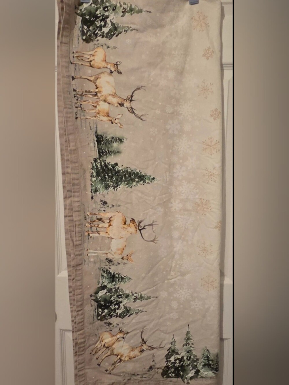 Tablecloth About 6x7' Deer In The Woods Winter Christmas Maison D’ Hermine